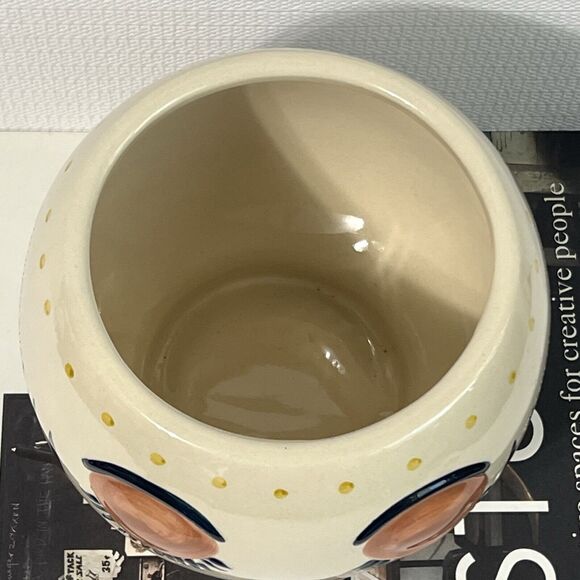 Big Bulgy Eye Face Ceramic Pedestal Planter Flower Pot Multi HANDMADE - Picture 7 of 17